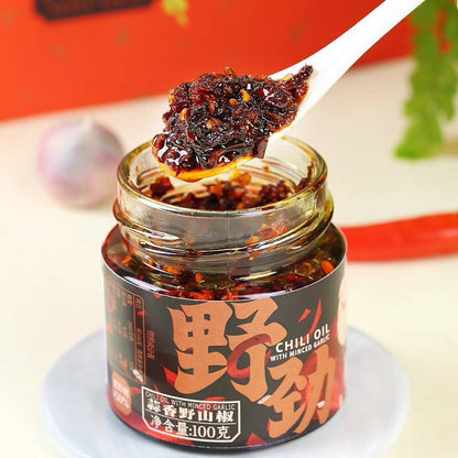 Adaciao Chilli Oil with Minced Garlic (2 Bottles) | Spicy Aromatic Dipping Sauce | 阿哒俏 蒜香野山椒辣油 2瓶装